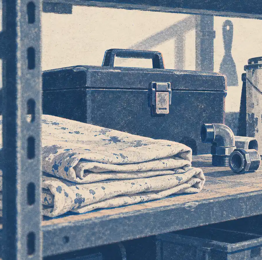 Illustration of property service businesses equipment and workspace