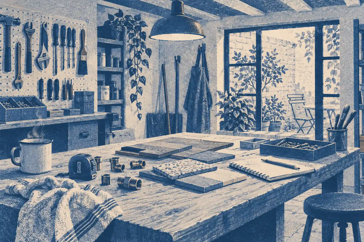 Illustration of property service businesses and their working space
